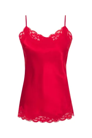 Floral Lace Silk Cami Red Chili