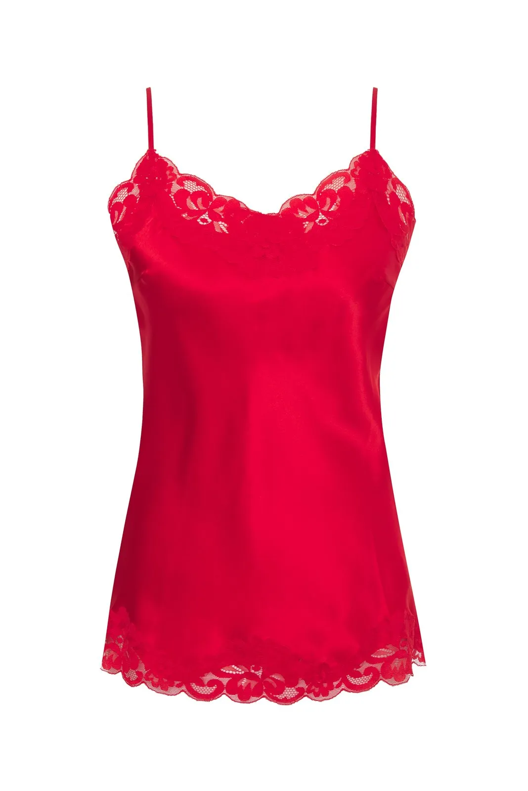 Floral Lace Silk Cami Red Chili