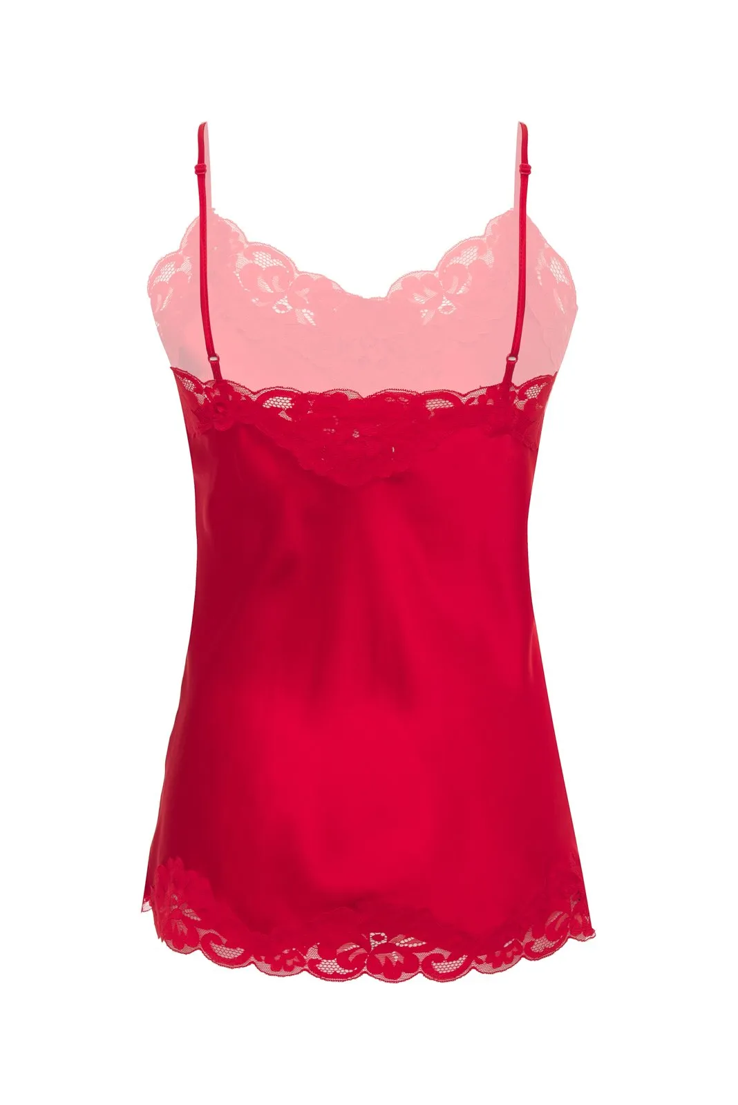 Floral Lace Silk Cami Red Chili