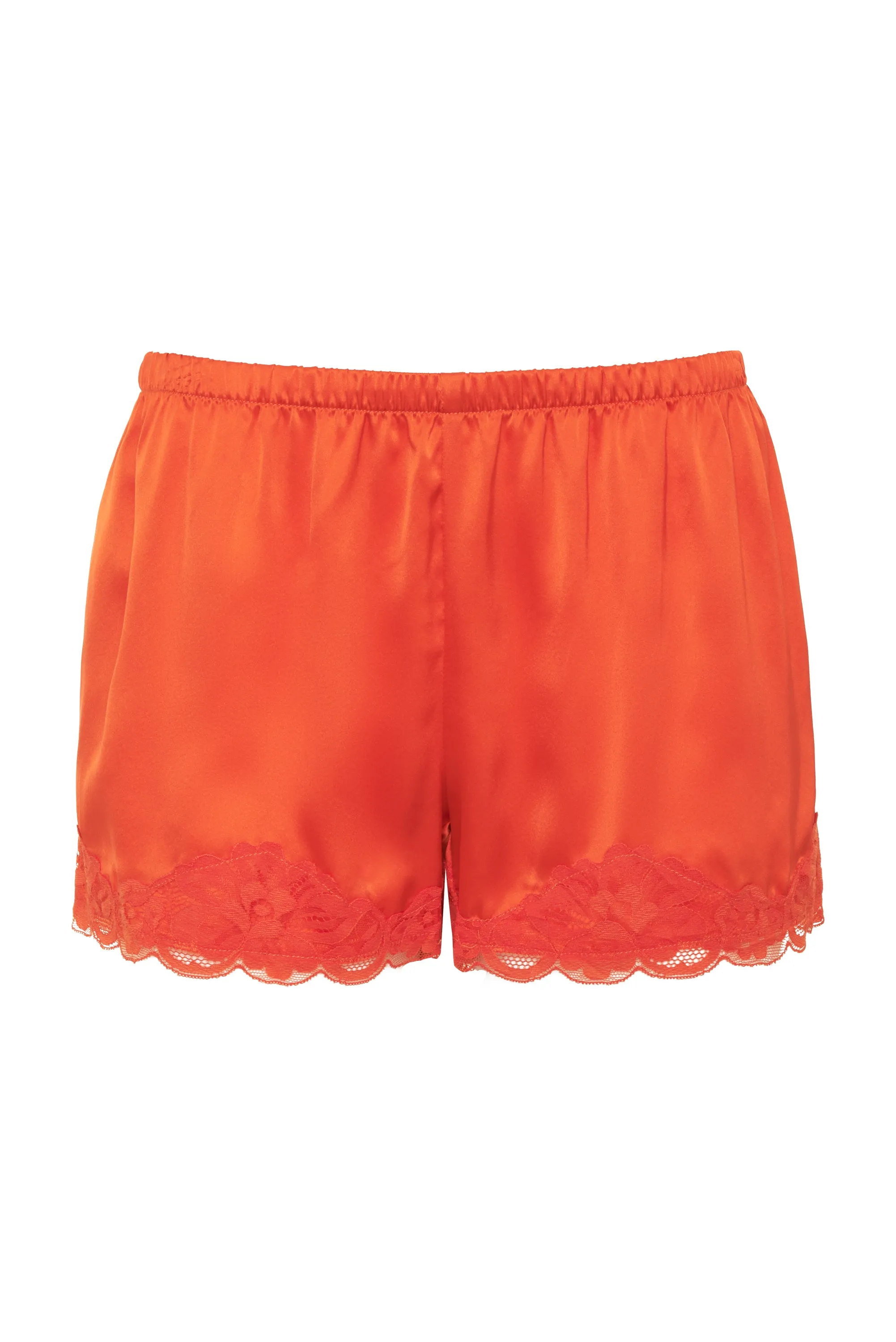 Floral Lace Silk Shorts Acid Orange