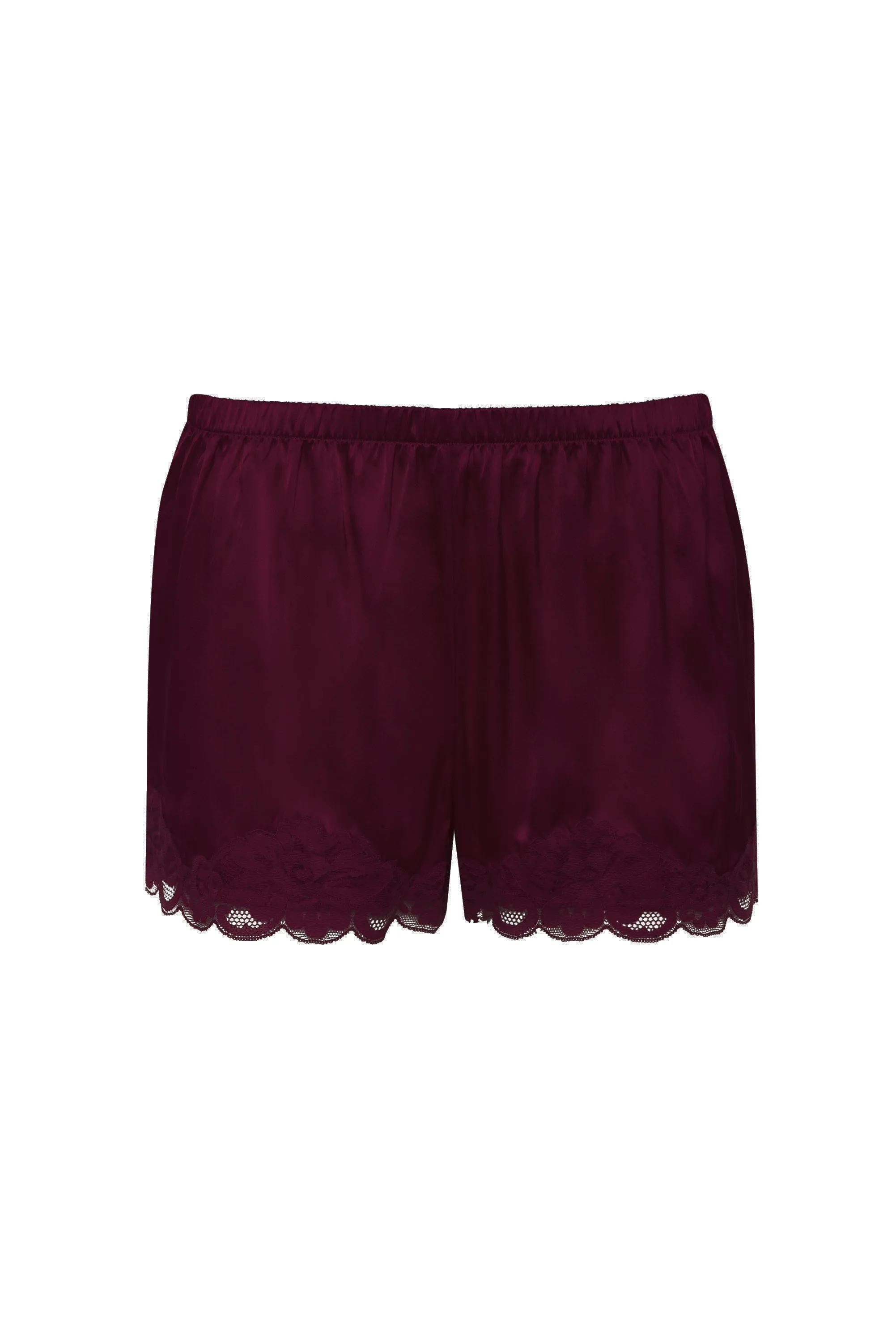 Floral Lace Silk Shorts Bordeaux