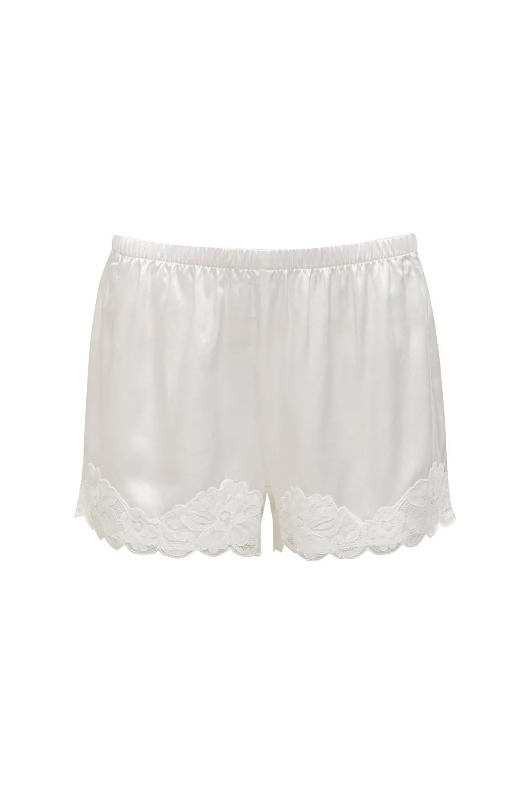 Floral Lace Silk Shorts Bright White