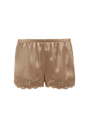 Floral Lace Silk Shorts Dune Sand