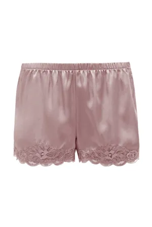Floral Lace Silk Shorts Muted Rose