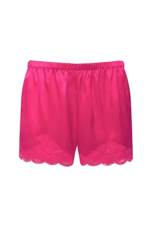 Floral Lace Silk Shorts Pink Pink