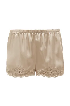Floral Lace Silk Shorts Raffia