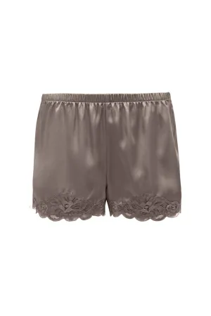 Floral Lace Silk Shorts Taupe