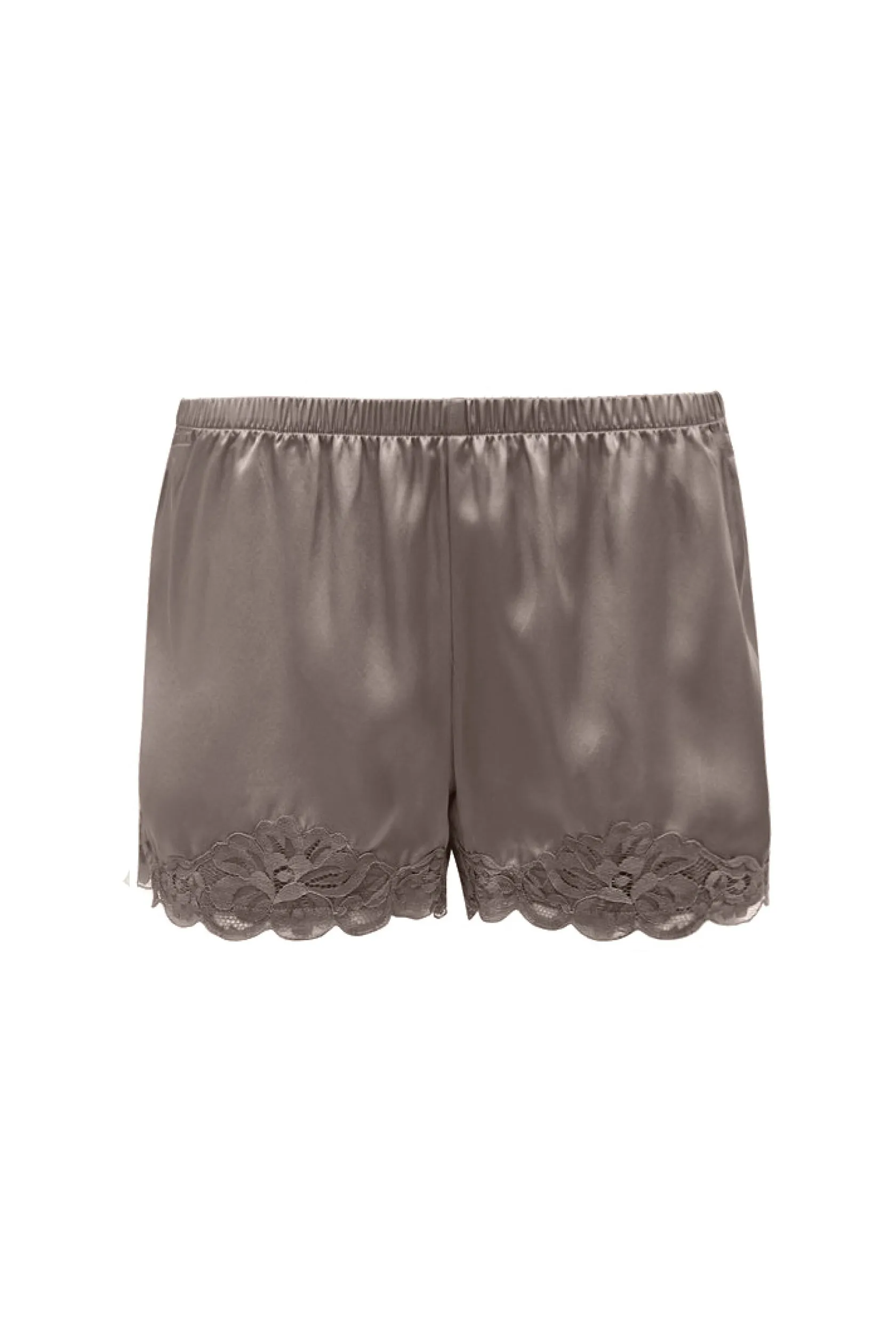 Floral Lace Silk Shorts Taupe