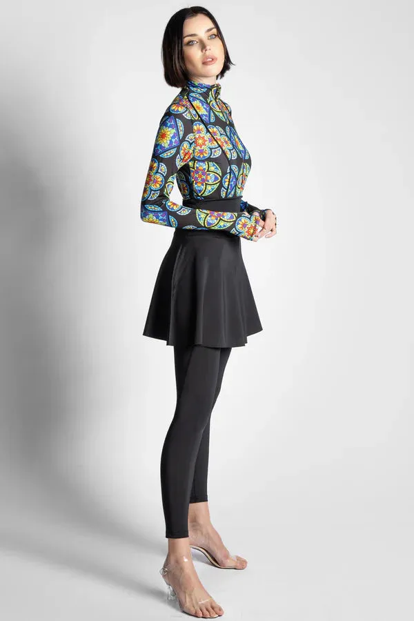 FLORAL PRISM- A PREMIUM BURKINI HIGH QUALTY 4PACK FULL BODY BURKINI ONE PIECE SWIMSUIT WITH BEACH SKIRT AND PANTS AND SWIM CAP