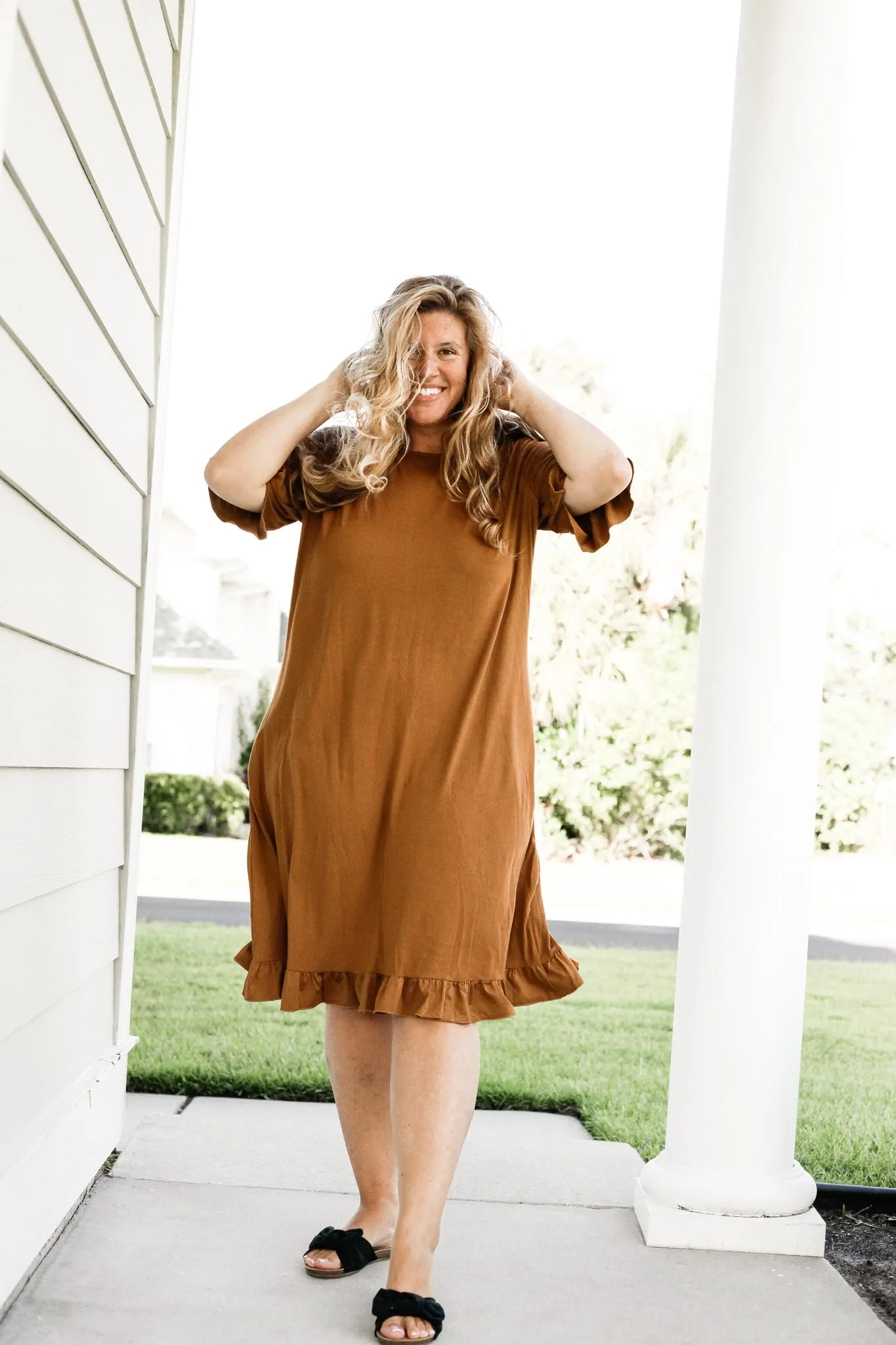Flounce Sleeve Sack Dress