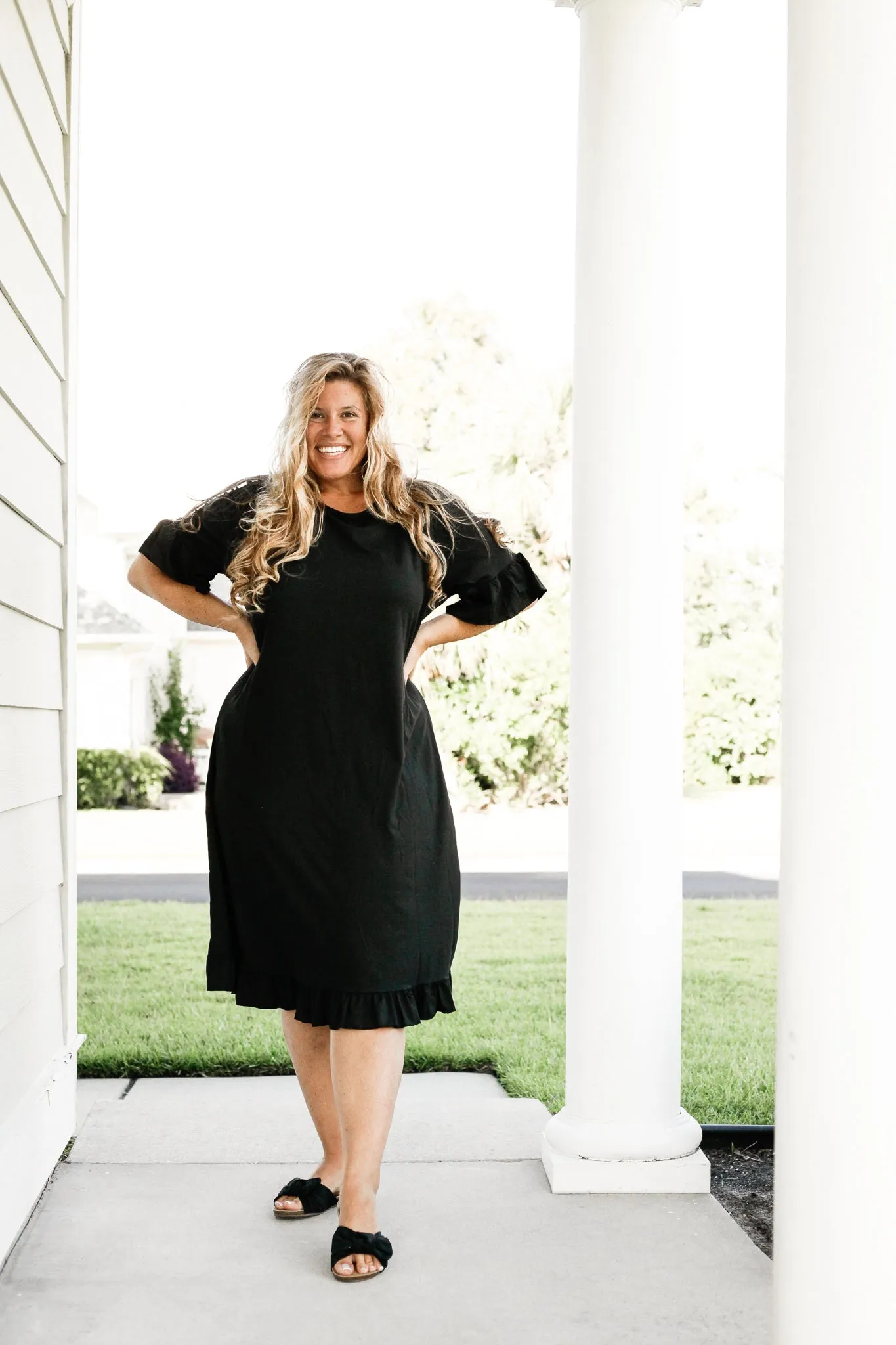 Flounce Sleeve Sack Dress