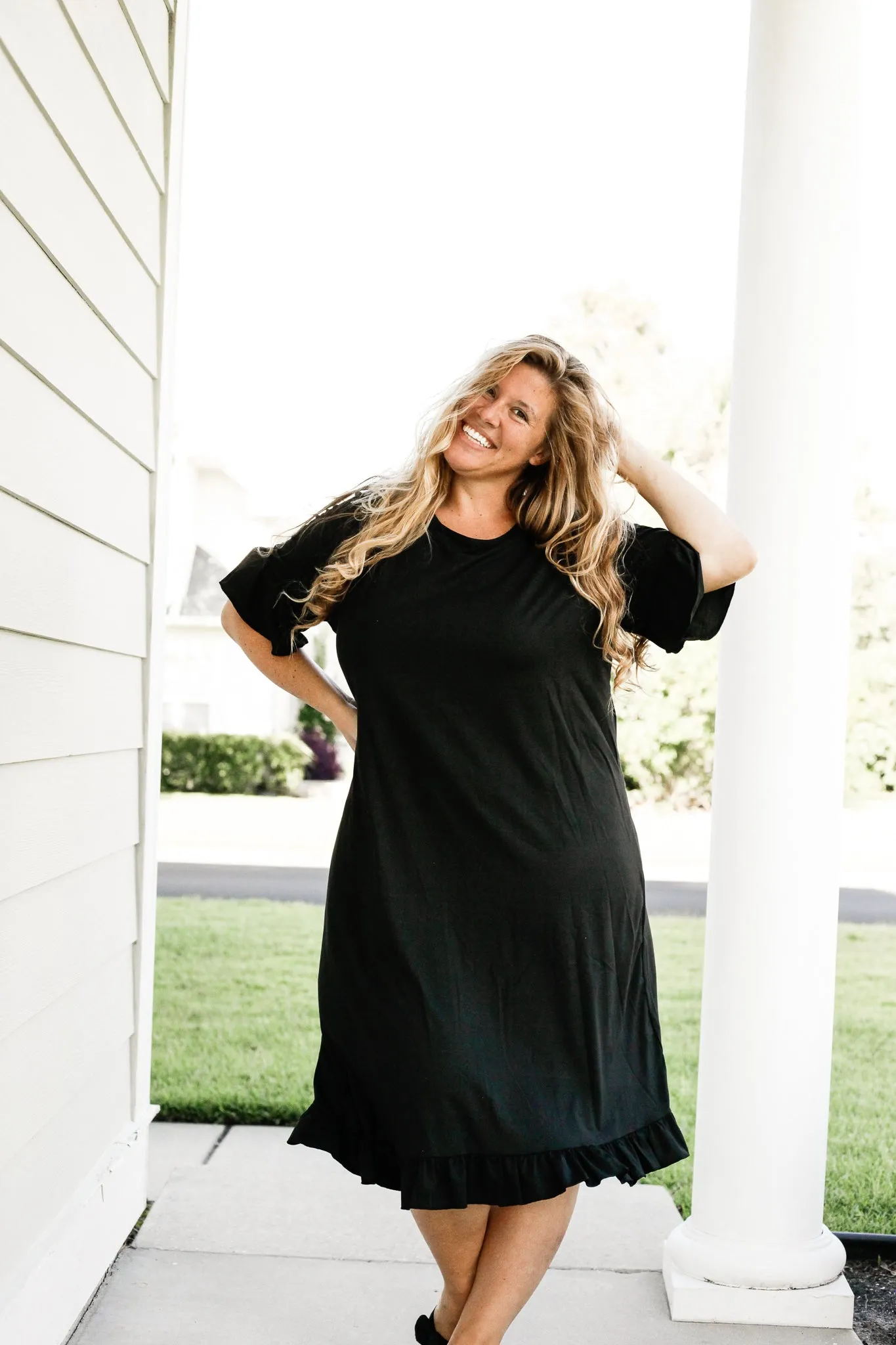 Flounce Sleeve Sack Dress