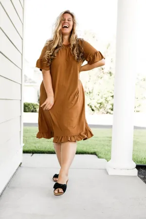 Flounce Sleeve Sack Dress