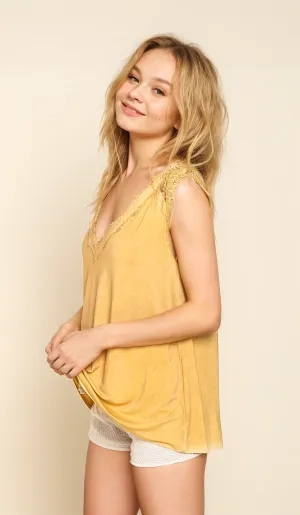 FOREVER YOURS LACE TOP IN GINKGO YELLOW