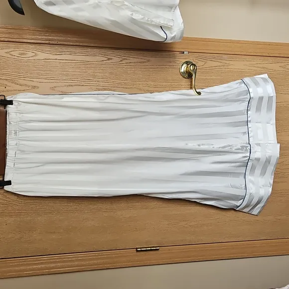 FREE PEOPLE Striped White Pajama Set with Blue Trim