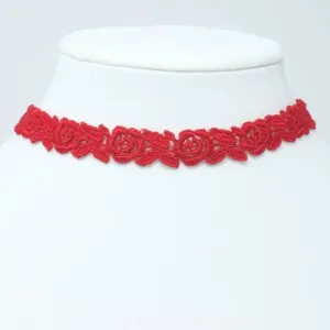 Freya Red Rose Choker Necklace
