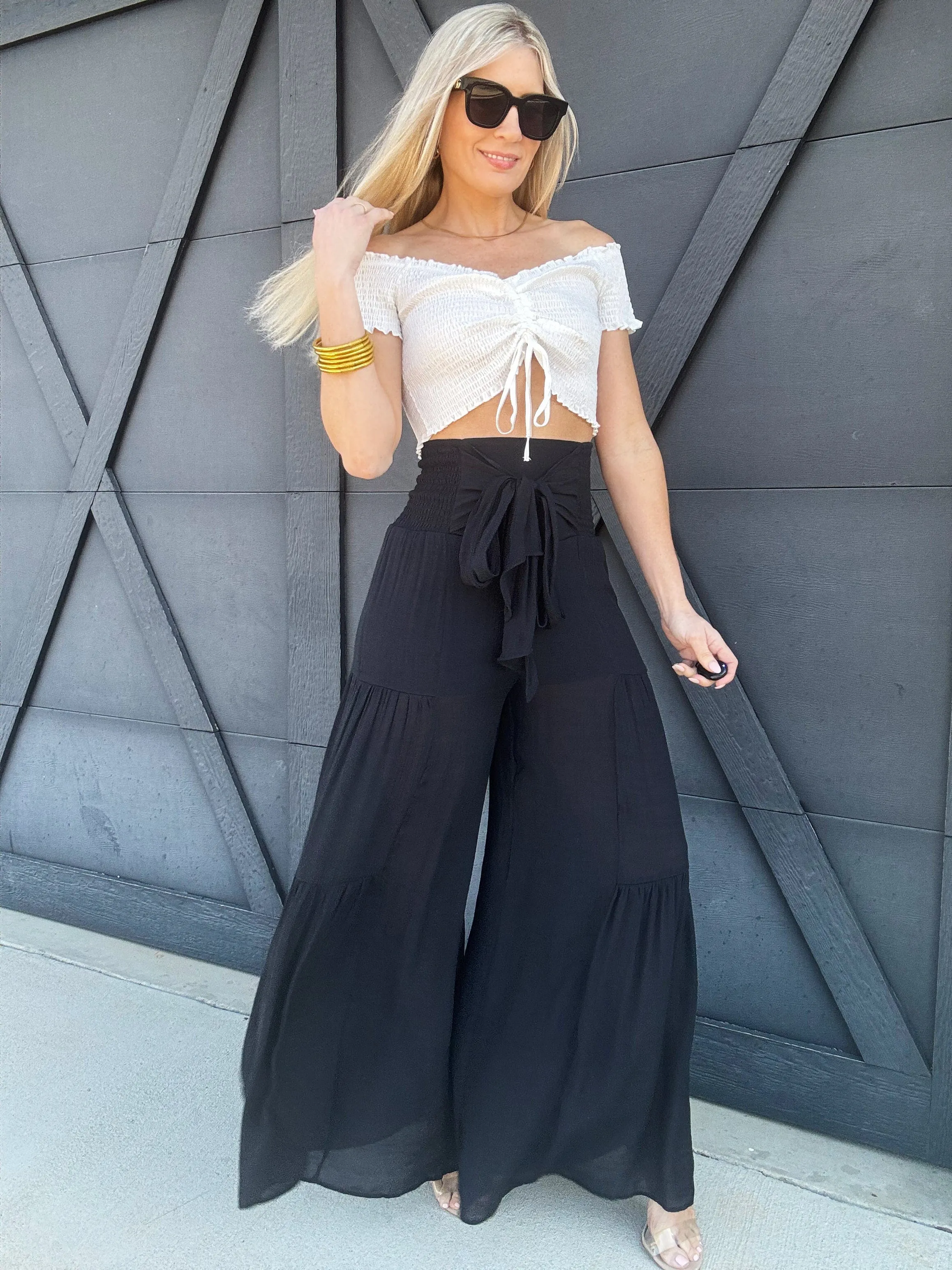 Front Tie Crop Off The Shoulder Top In White