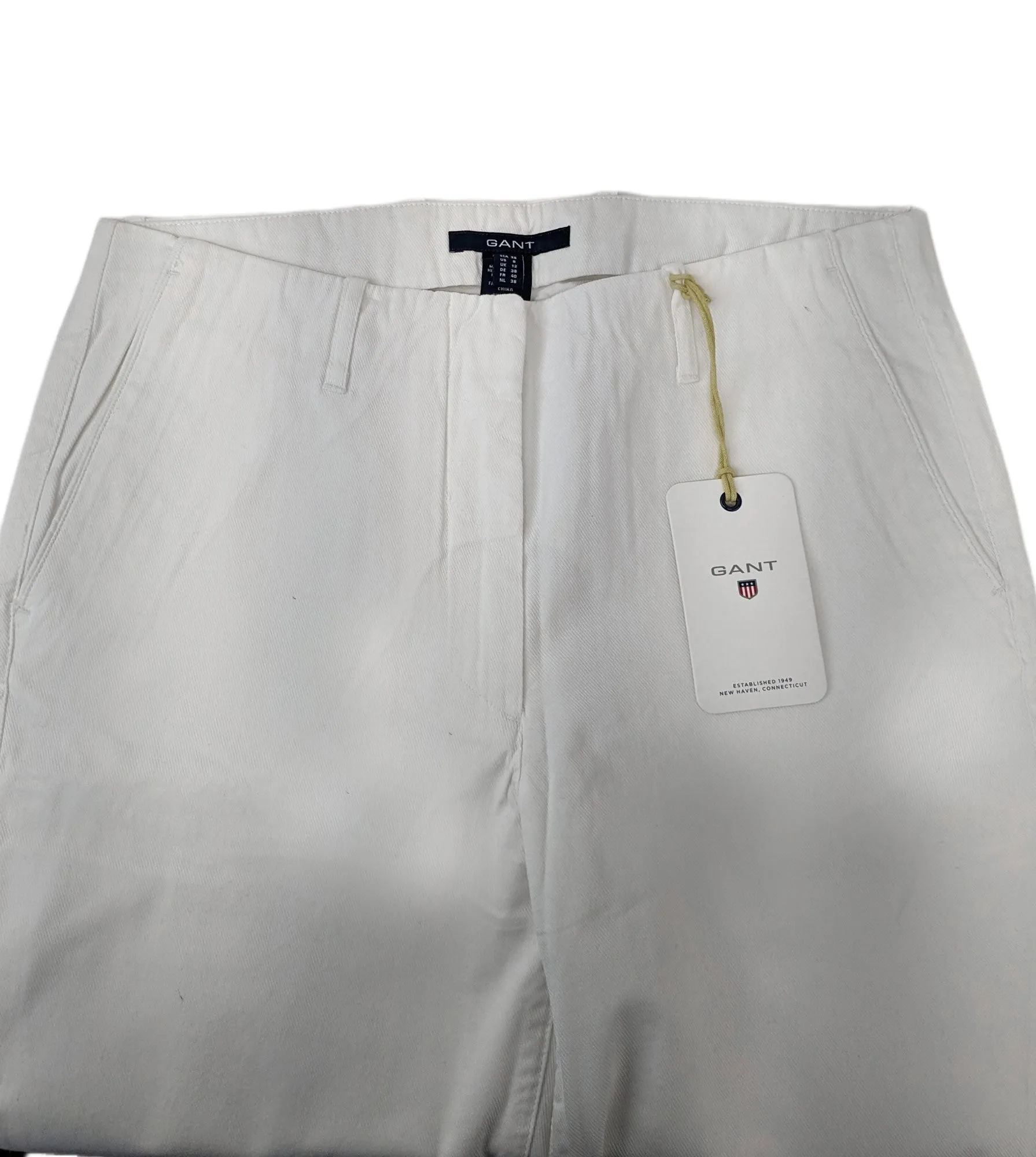 GANT Women's White Crisp Cotton Twill Pants 414647 $148 NWT