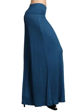 Gaucho Flare Boho Wide Leg Stretch Long Pants Teal