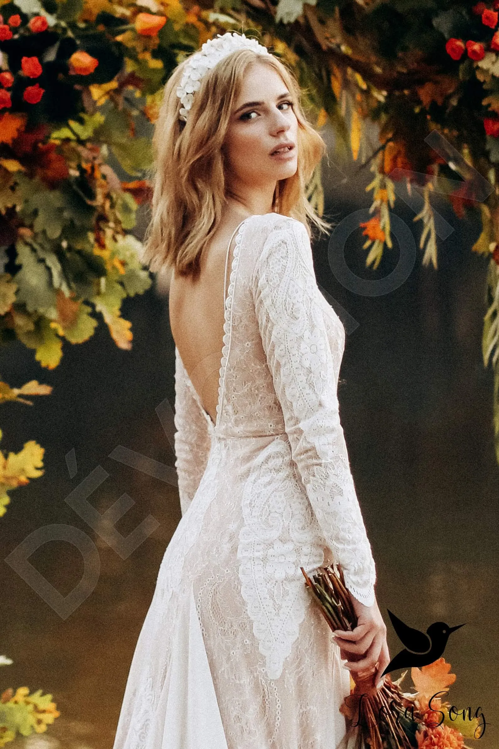 Giona A-line Jewel Milk Nude Wedding dress