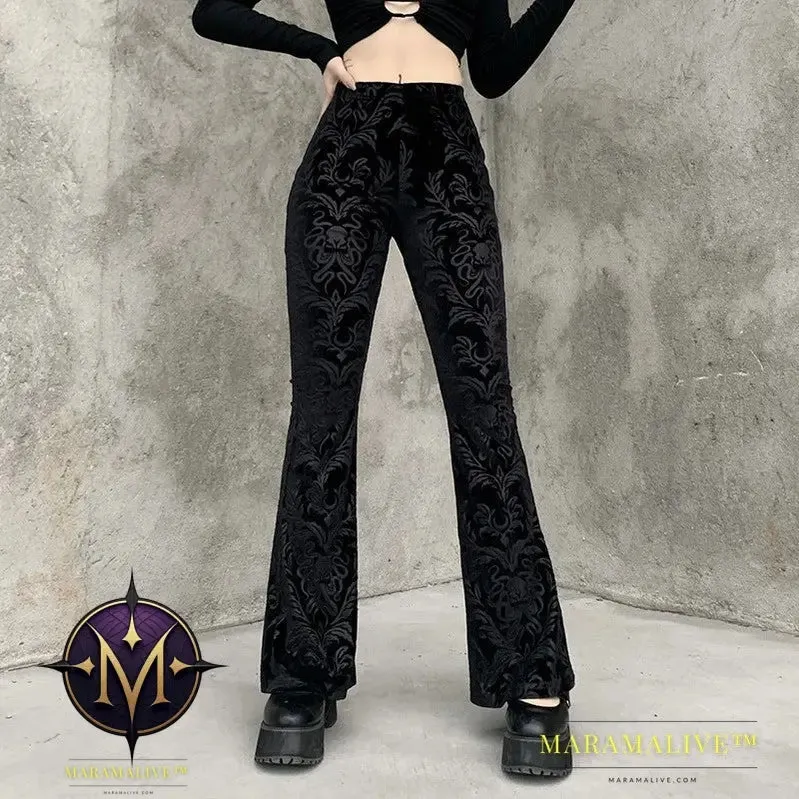 Girl Student Suede Embossed Casual Wide Leg Pants