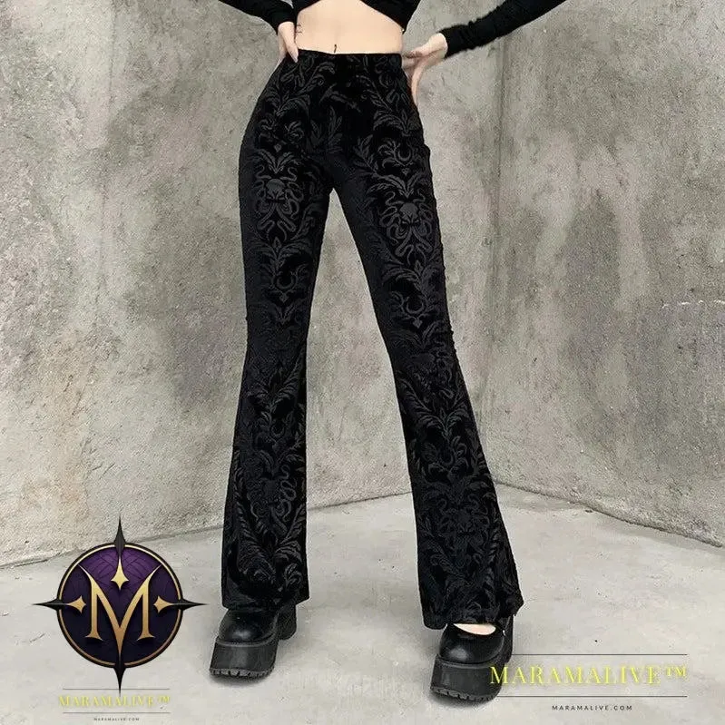 Girl Student Suede Embossed Casual Wide Leg Pants