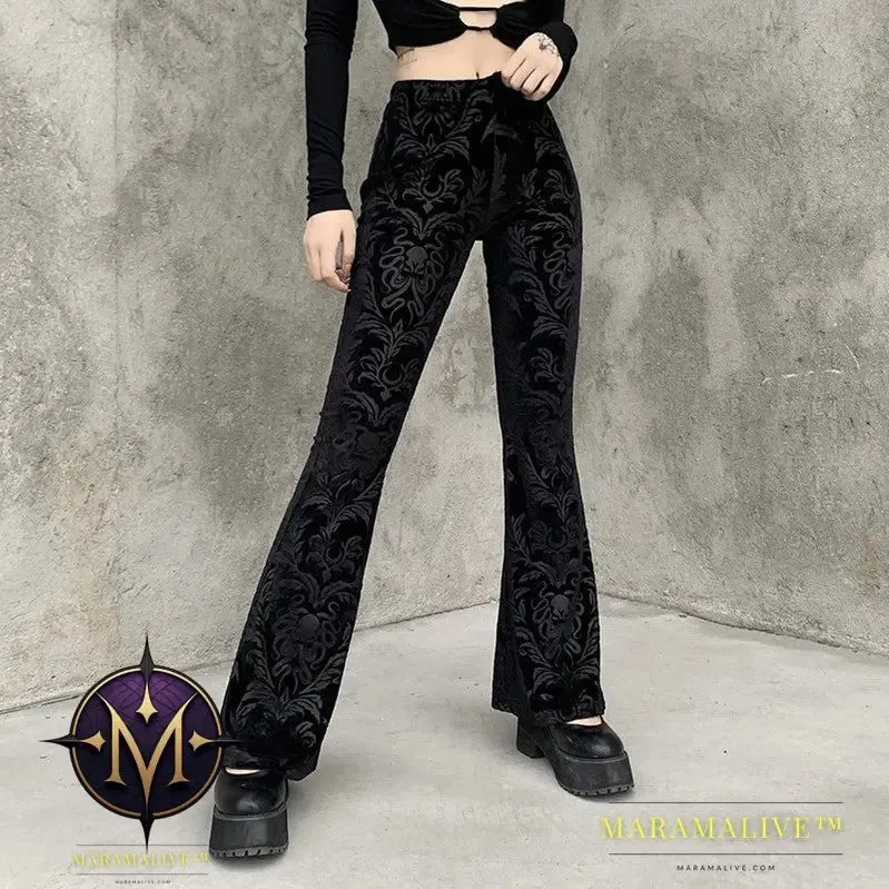 Girl Student Suede Embossed Casual Wide Leg Pants