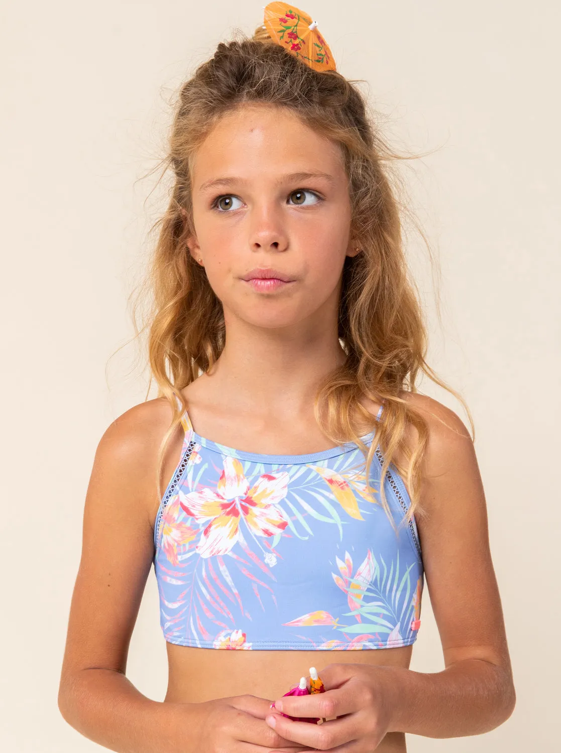 Girls 8-16 The Heart Flower Crop Top Bikini Set
