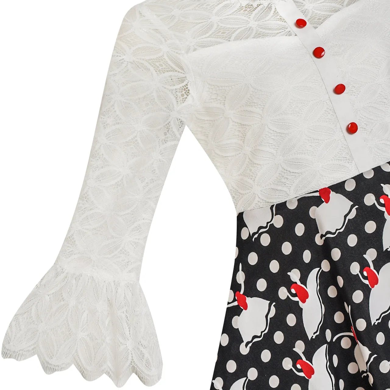 Girls Dress Lace Pearl Bell Sleeve Elegant Princess Dress Size 7-14 Years