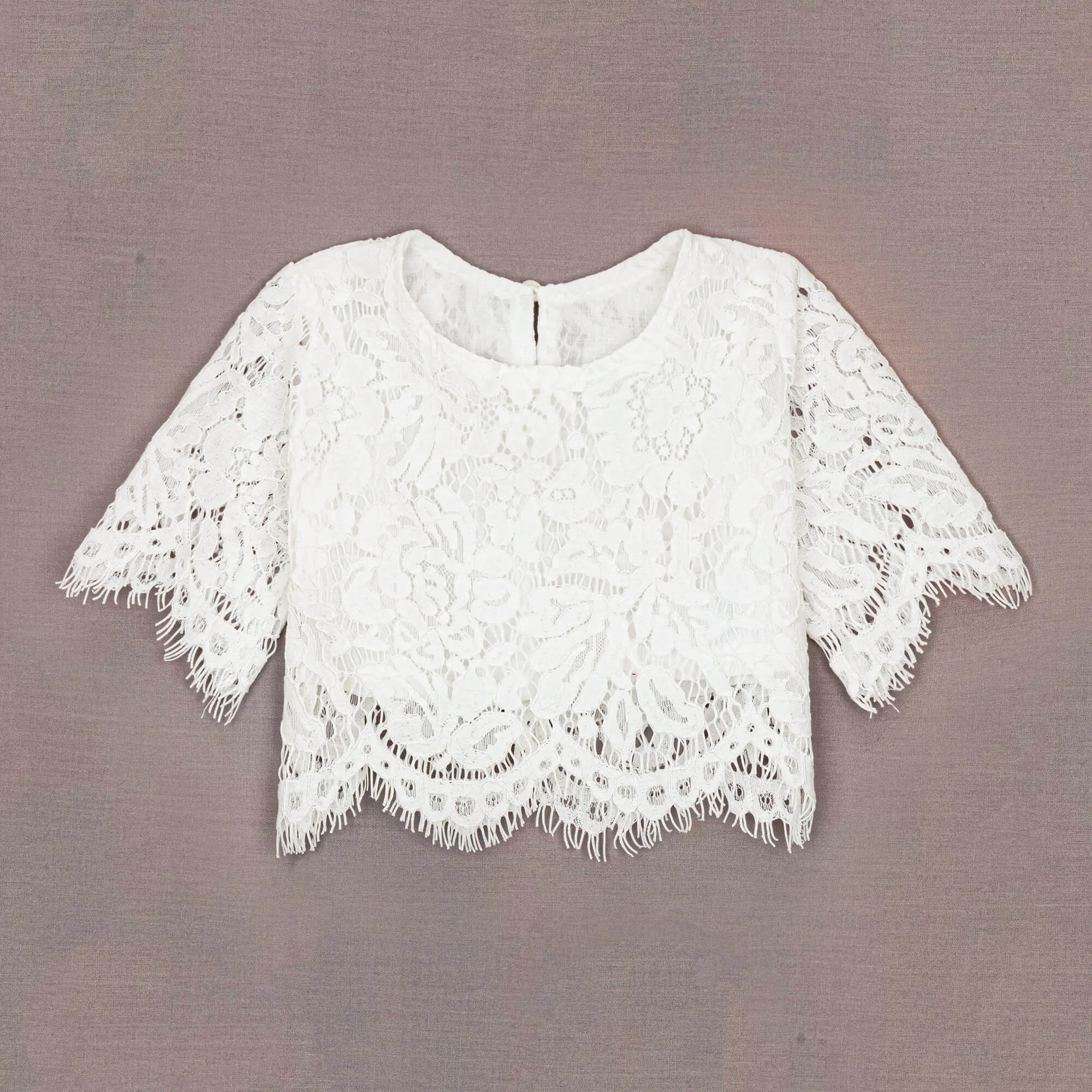 Girls Lace Top - 3/4 Sleeve or Sleeveless