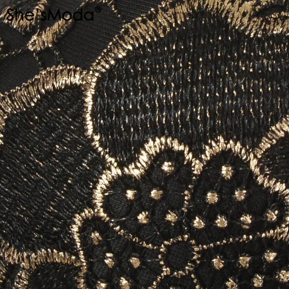 Gold Embroidery Lace Bustier Top