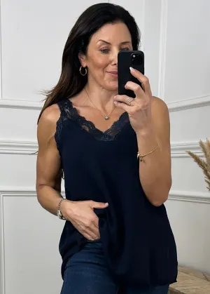 Golda Navy Lace Trim Cami