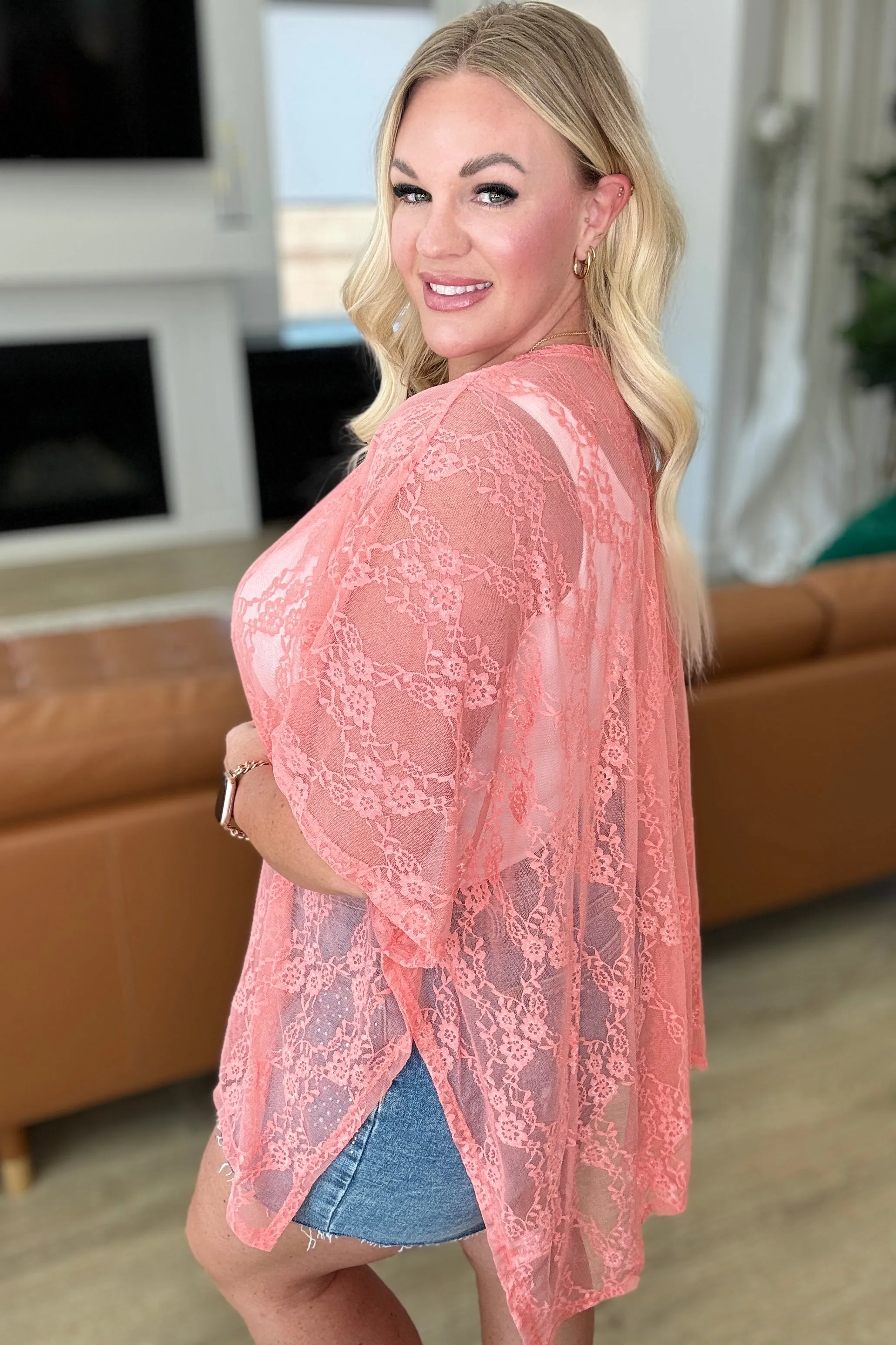 Good Days in Summer Lace Kimono- Coral