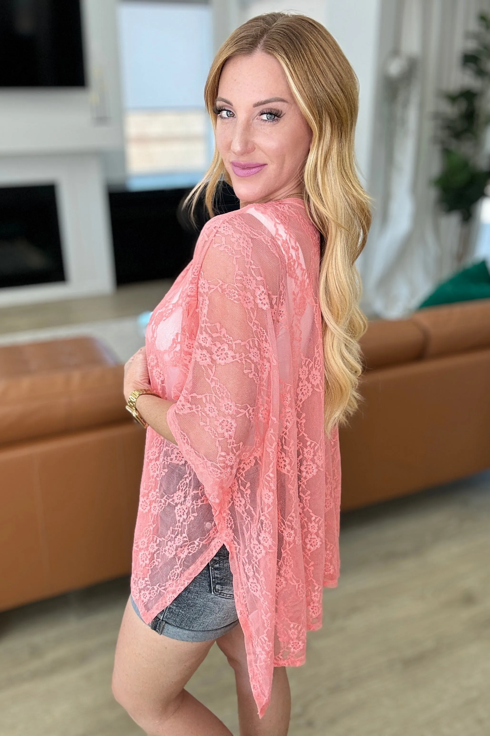 Good Days in Summer Lace Kimono- Coral
