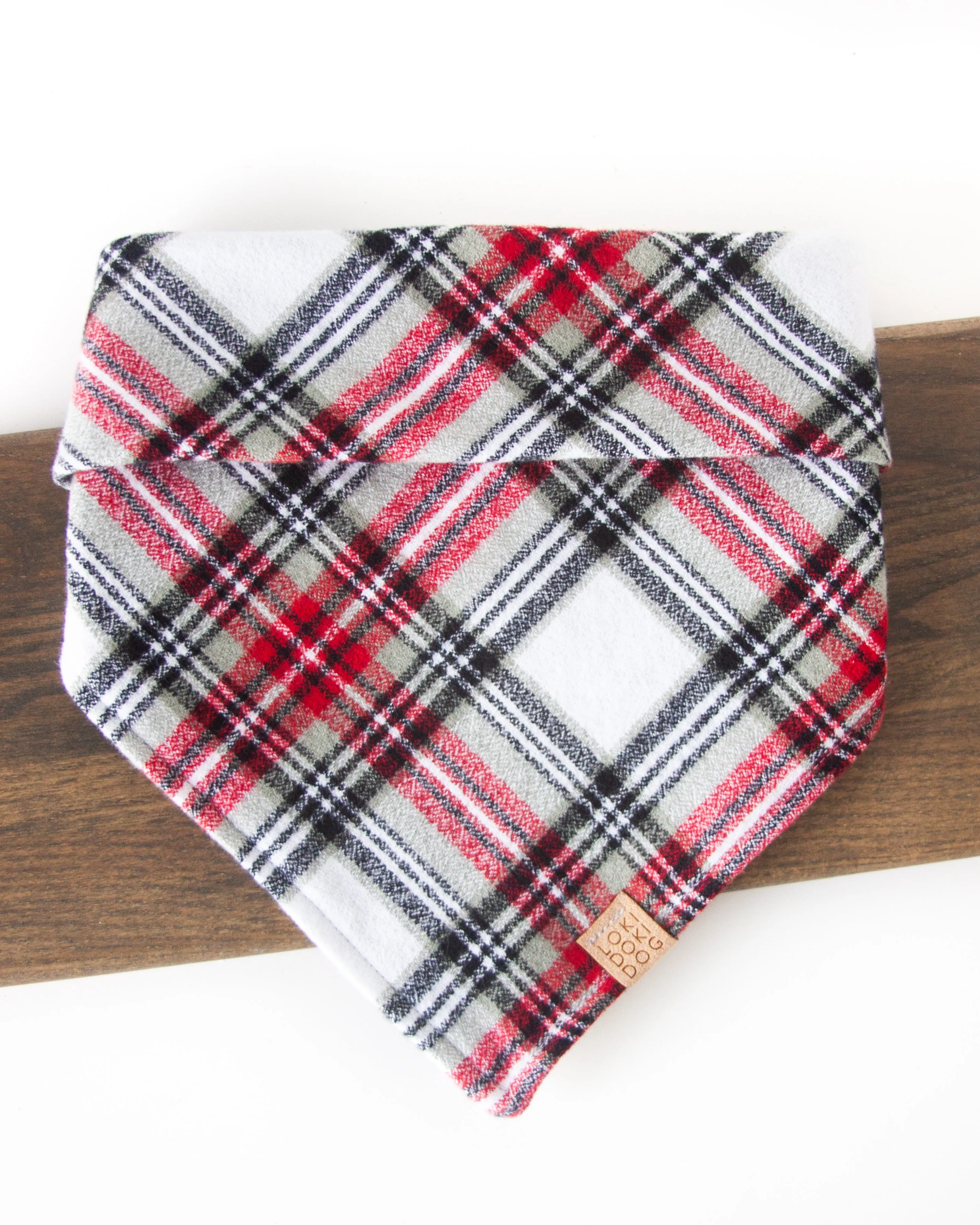 Good Tidings Christmas Plaid Flannel Dog Bandana (Personalization Available)
