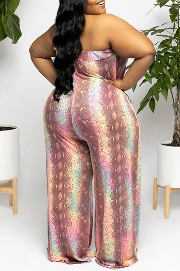 Goosudu Printed Casual Sleeveless Wide-leg Jumpsuit(Plus Size)
