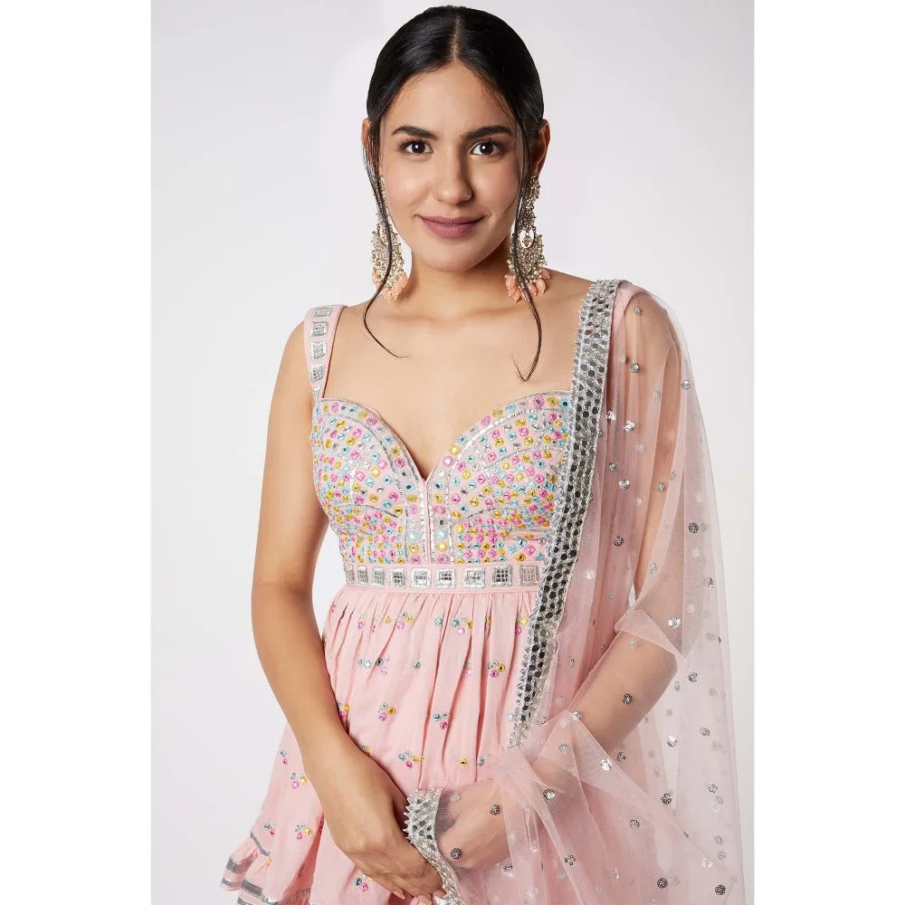 Gopi Vaid Noor Sleeveless Peplum Sharara (Set of 3)