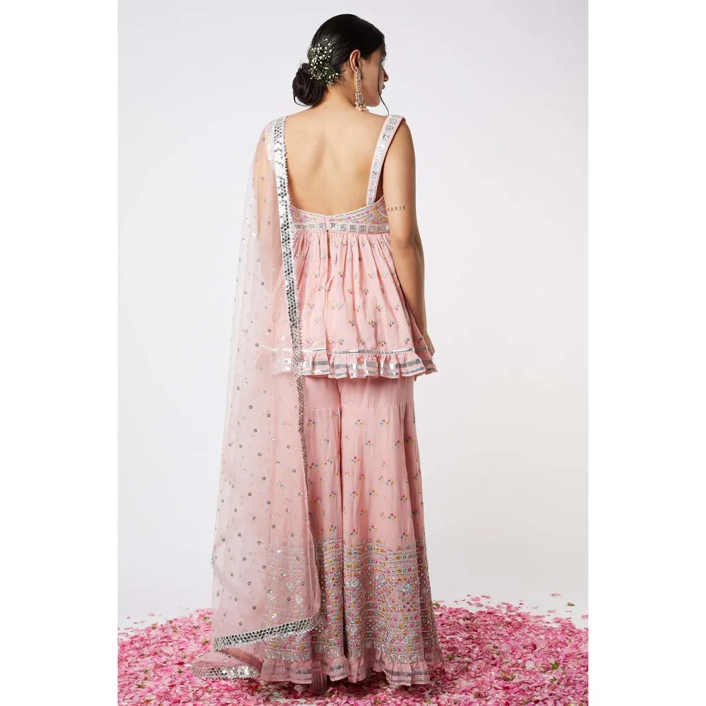 Gopi Vaid Noor Sleeveless Peplum Sharara (Set of 3)