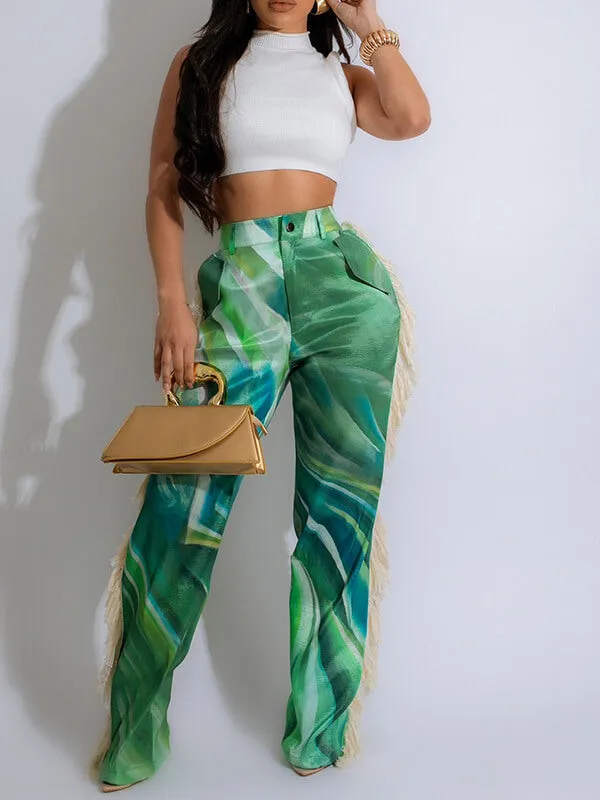 Gorgeousladie Fringe Combo Printed Pants
