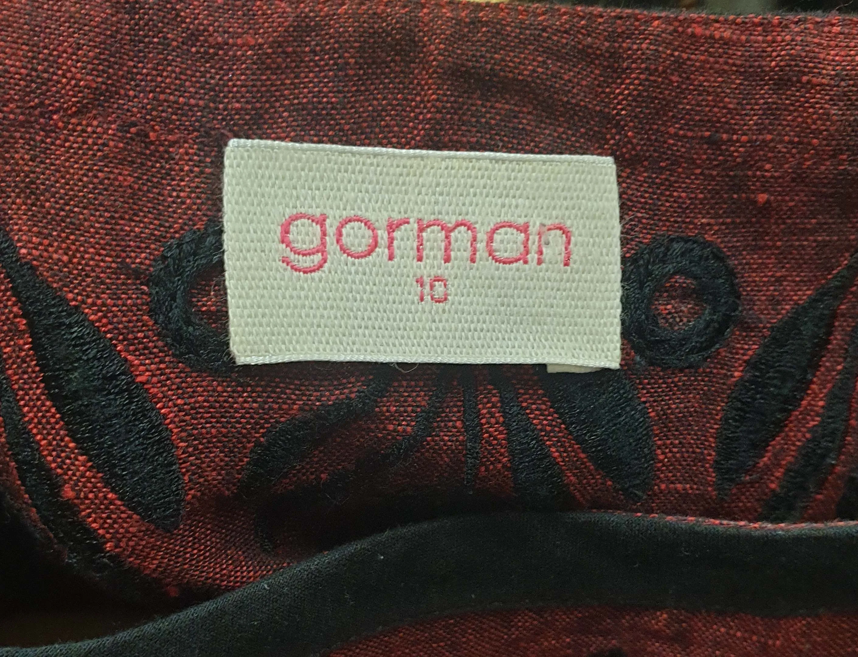 Gorman deep red linen/cotton dress with embroidered detail size 10