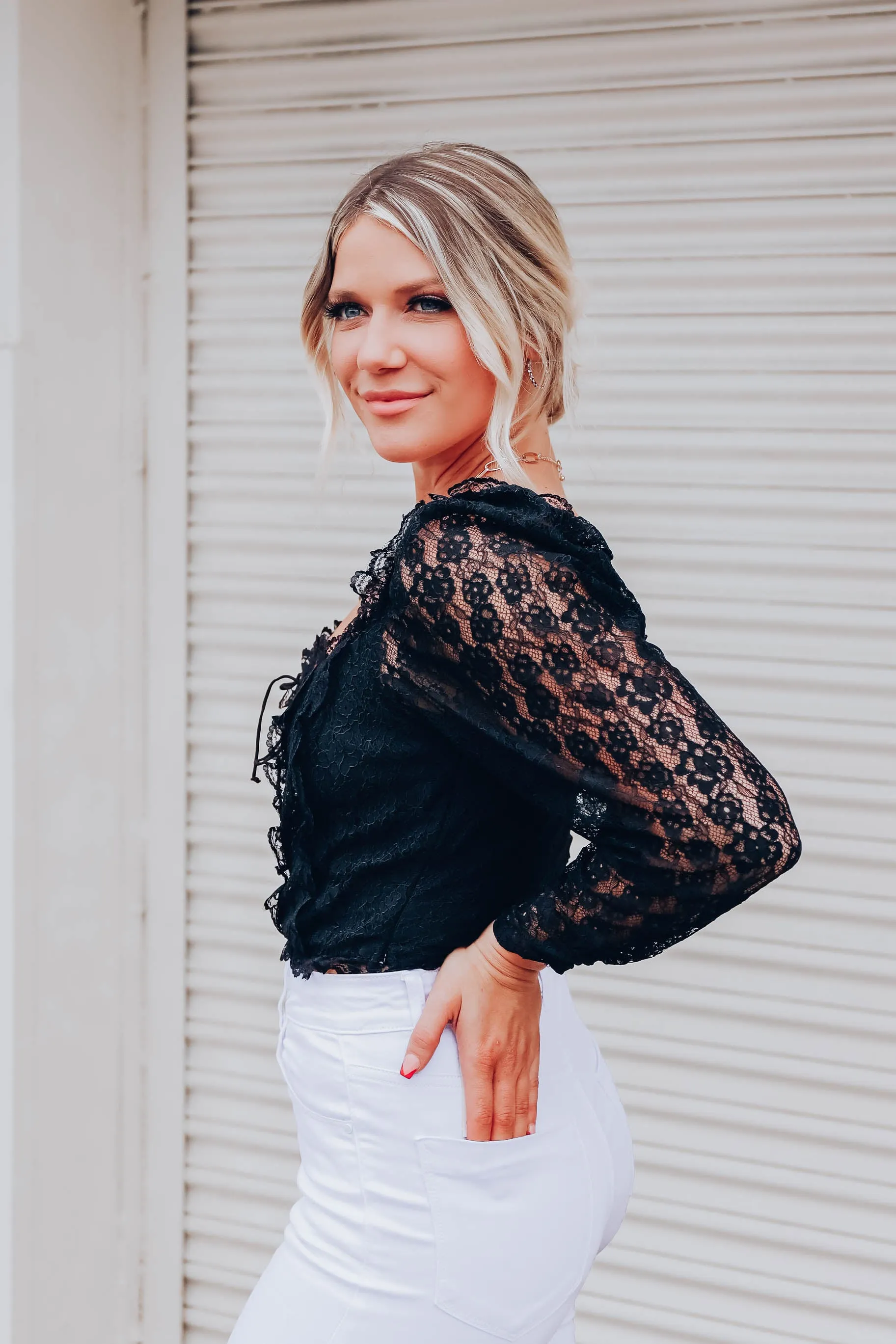 Graced With Lace Top - Black