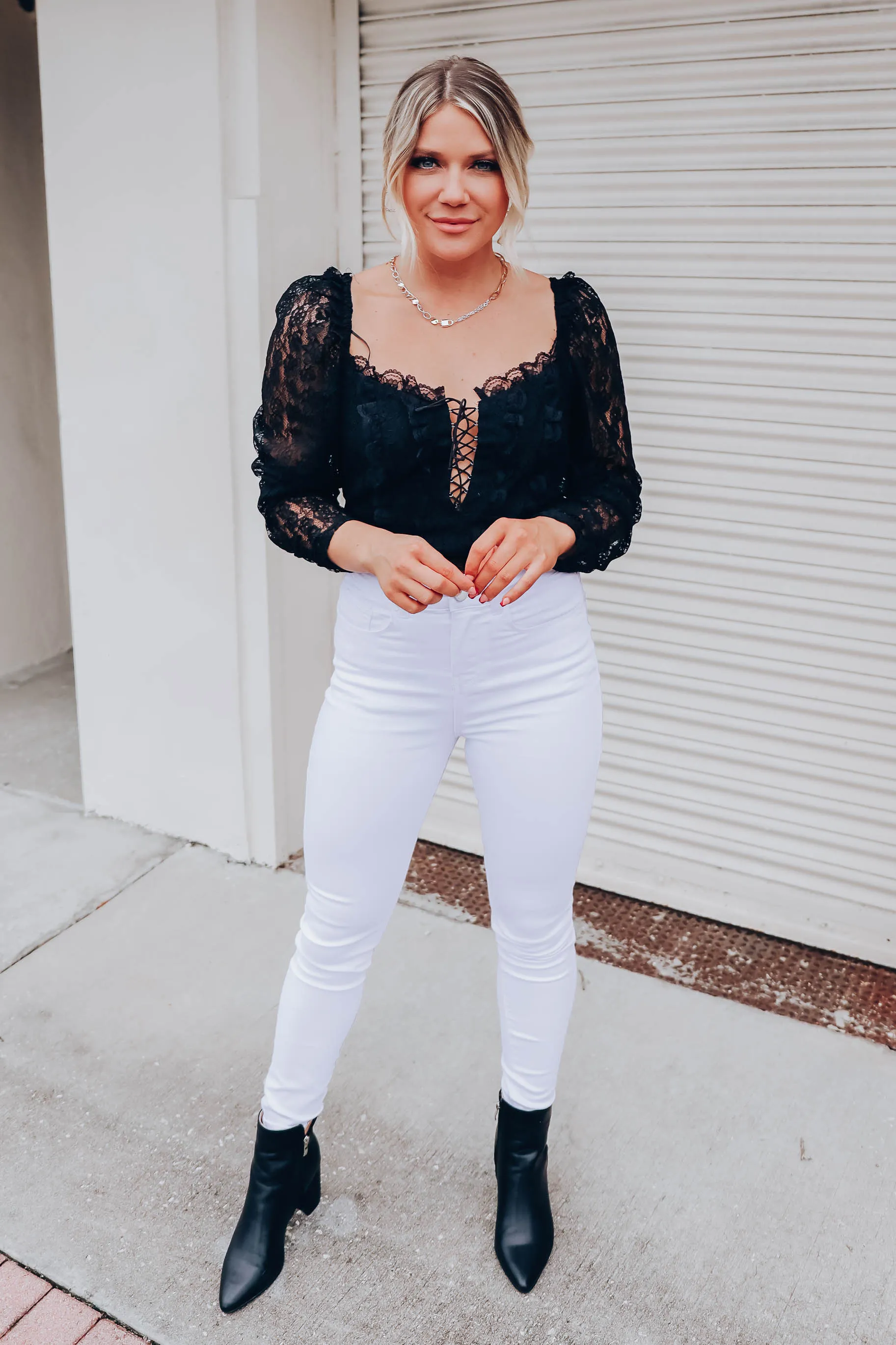 Graced With Lace Top - Black