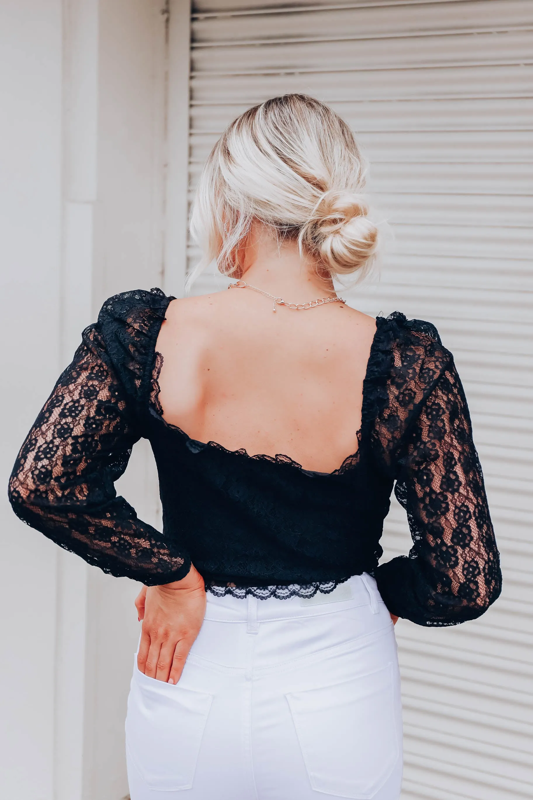 Graced With Lace Top - Black