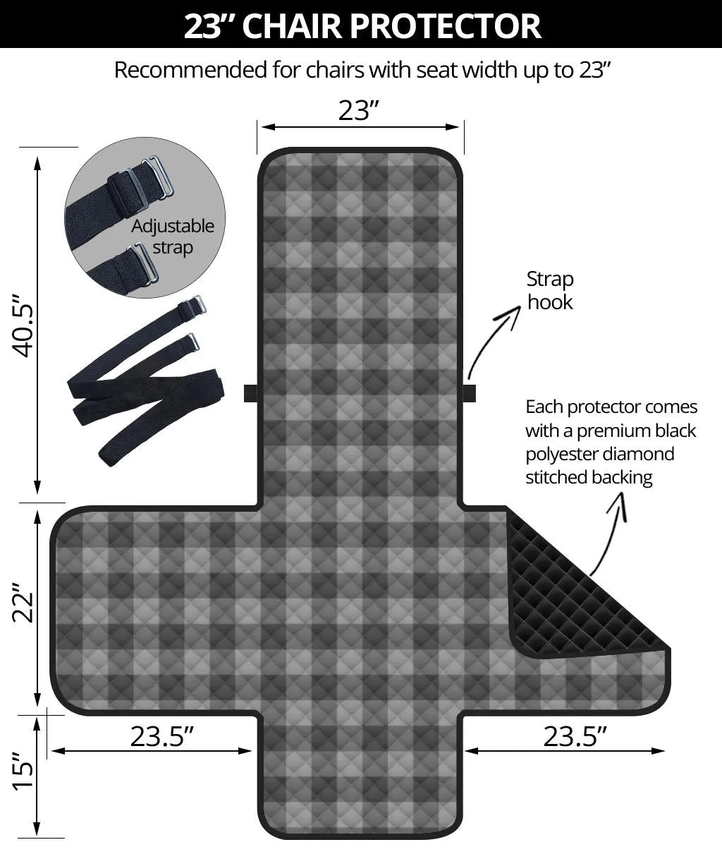 Gray Buffalo Plaid 23" Chair Cover Sofa Couch Protector