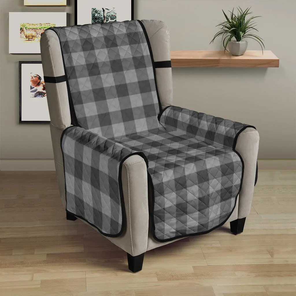 Gray Buffalo Plaid 23" Chair Cover Sofa Couch Protector