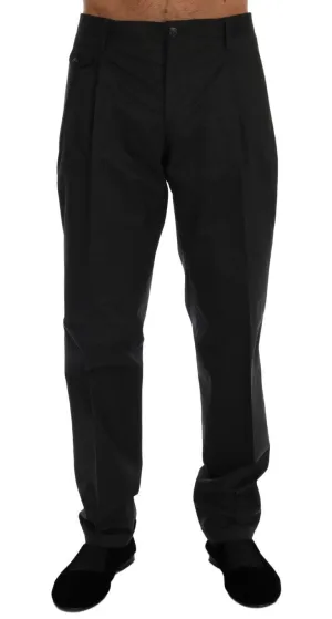 Gray Striped Cotton Pants