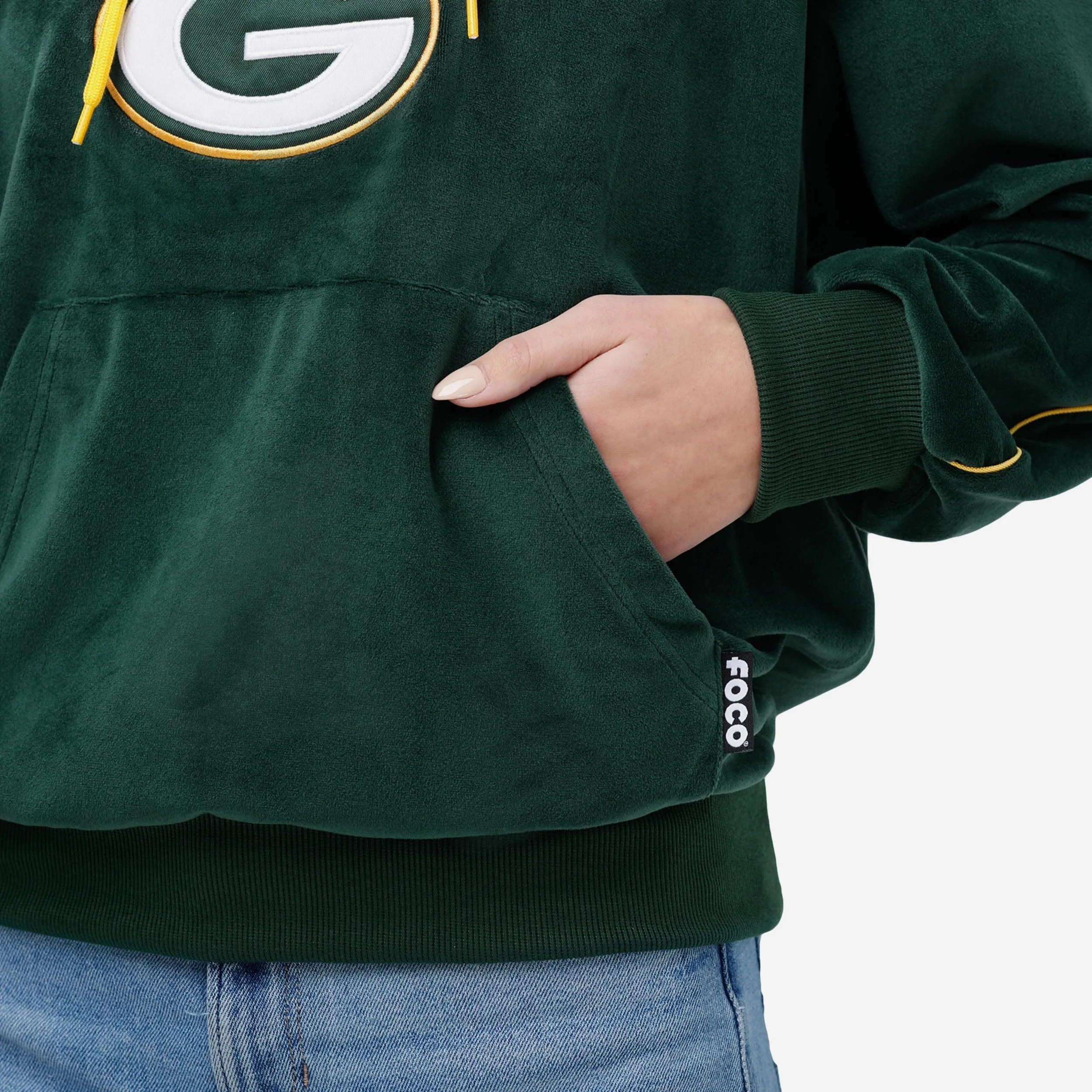 Green Bay Packers Womens Velour Hooded Sweatshirt