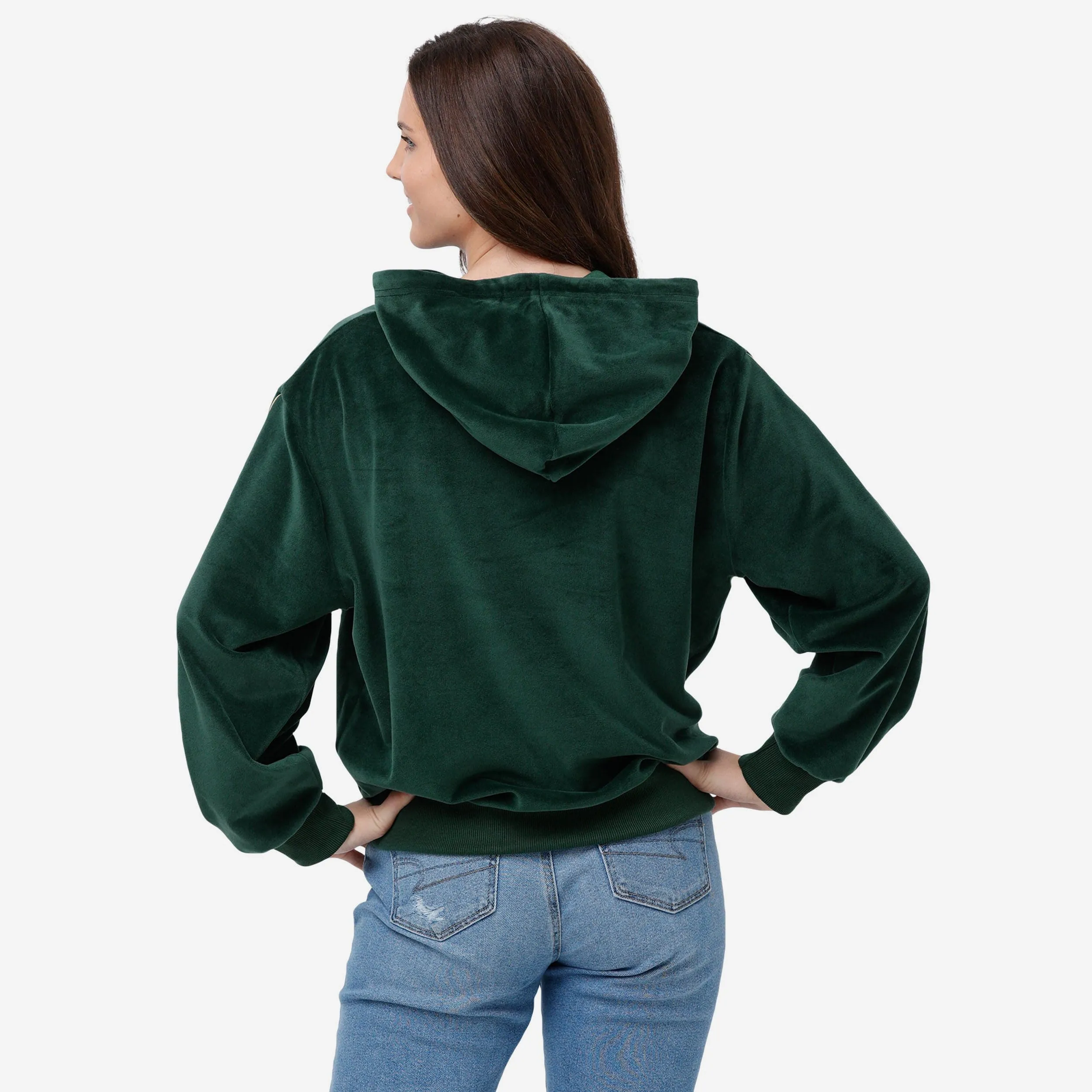 Green Bay Packers Womens Velour Hooded Sweatshirt