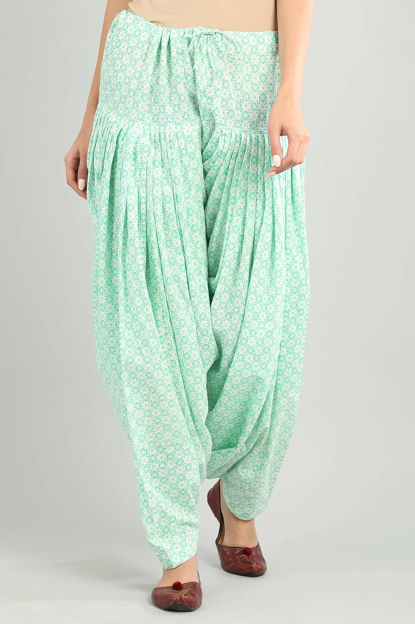 Green Printed Patiala Pants