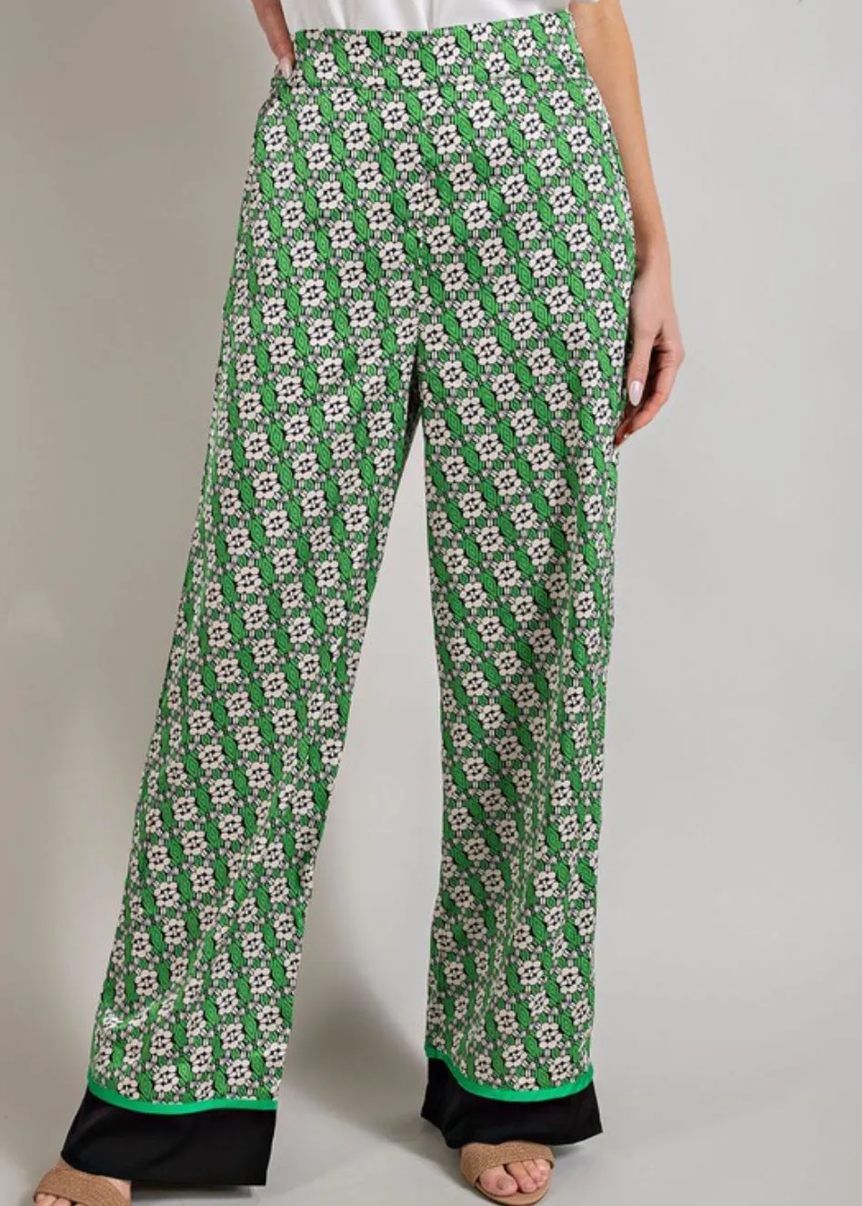 Green Printed Wide Leg Pant - RESORT COLLECTION